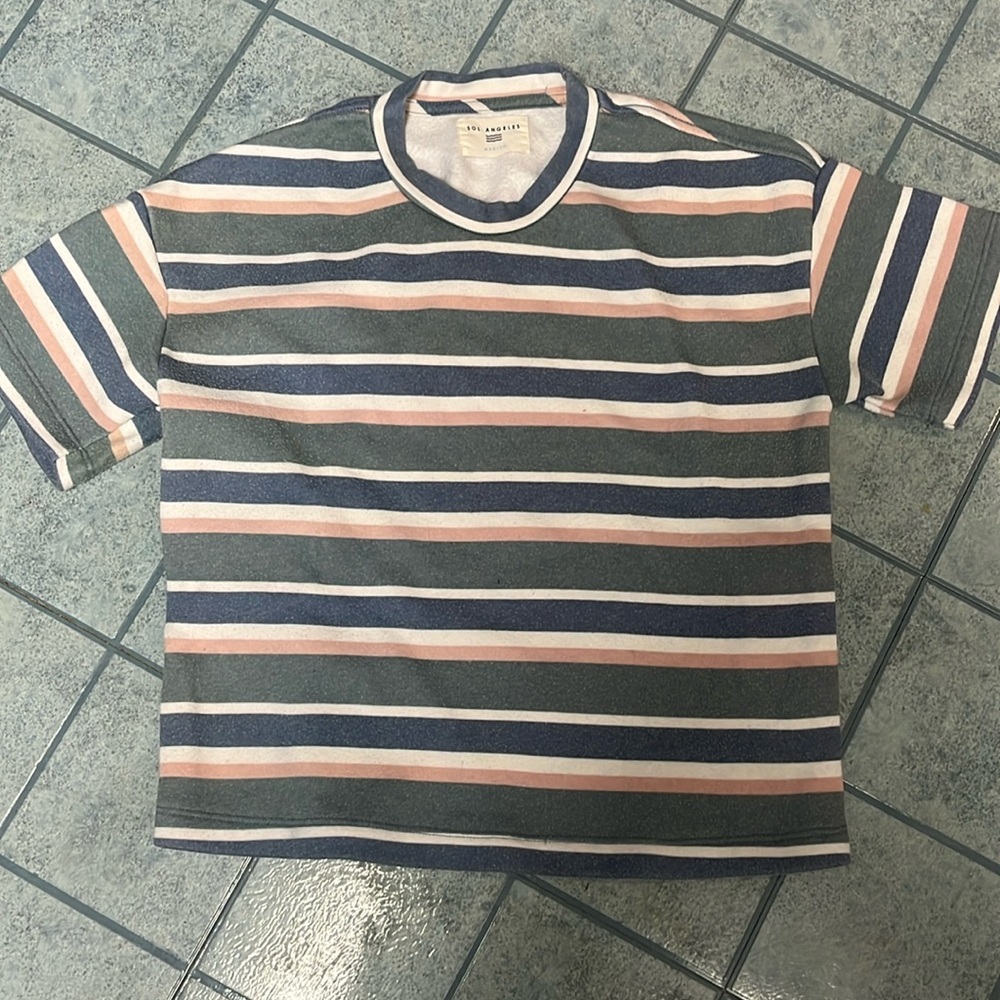 Sol Angeles Womens Cottage Stripe Drop Crew In Blue - Picture 2 of 5